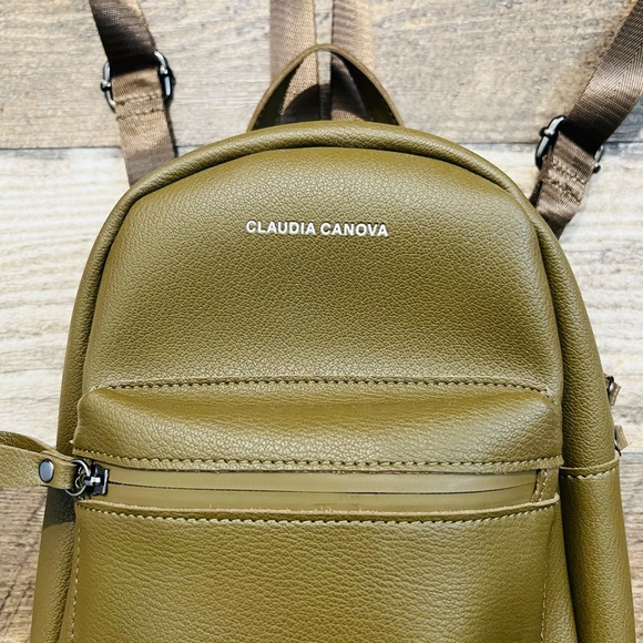 Claudia Canova Khaki Backpack With Logo Tape - Picture 12 of 14